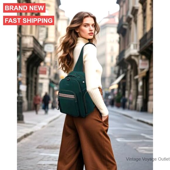 Large Convertible Sling Backpack, Anti-Theft Daypack, Faux Leather, 13 Pockets main image 5